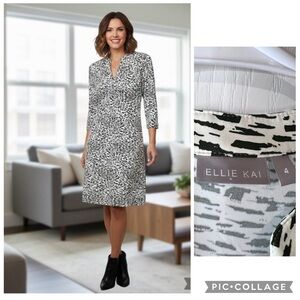 Ellie Kai zebra printed long sleeves dress size 4